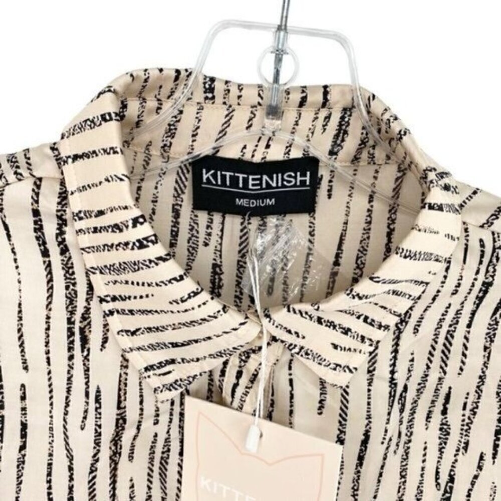 Kittenish Cream Oversized Button Down Satin Tunic Blouse New - Picture 3 of 11